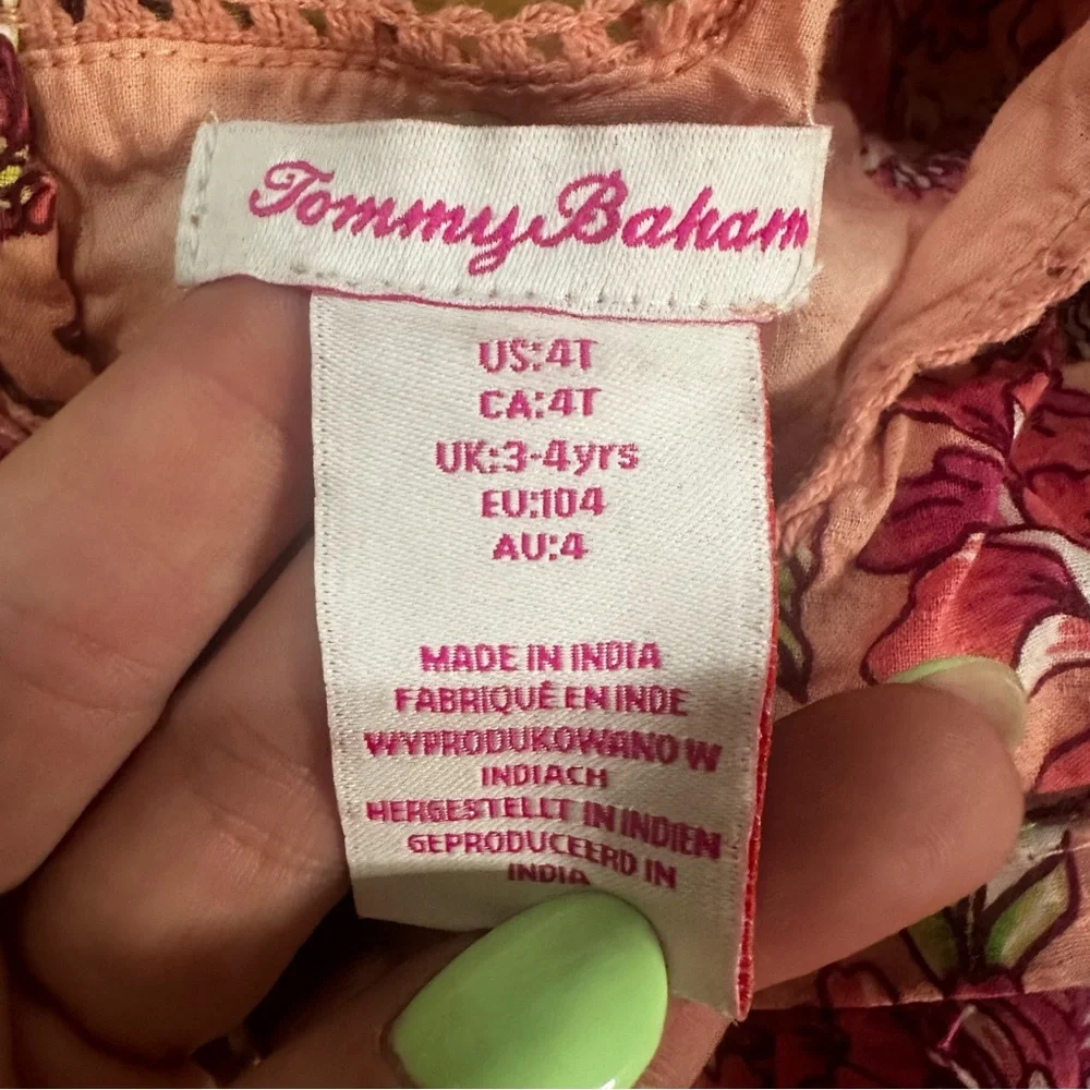 Tommy Bahamas Toddler Girl Floral Lined Pink Short Sleeve‎ Swing Top 4T